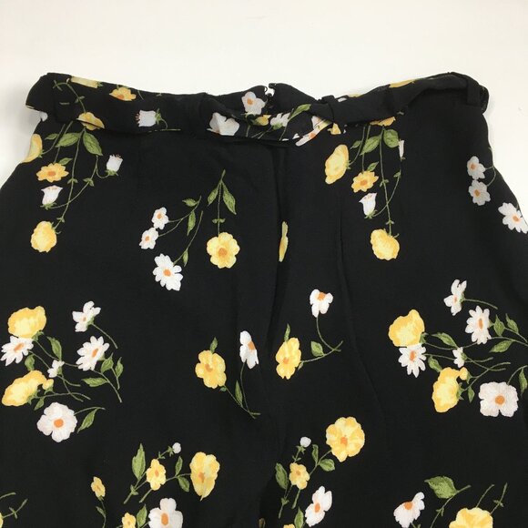 REFORMATION Piazza Black Floral Print Belted Wide Leg Palazzo Culotte Pant - Picture 12 of 13